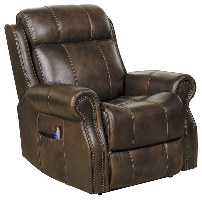 Barcalounger leather power glider recliner with power top adjustable headrest